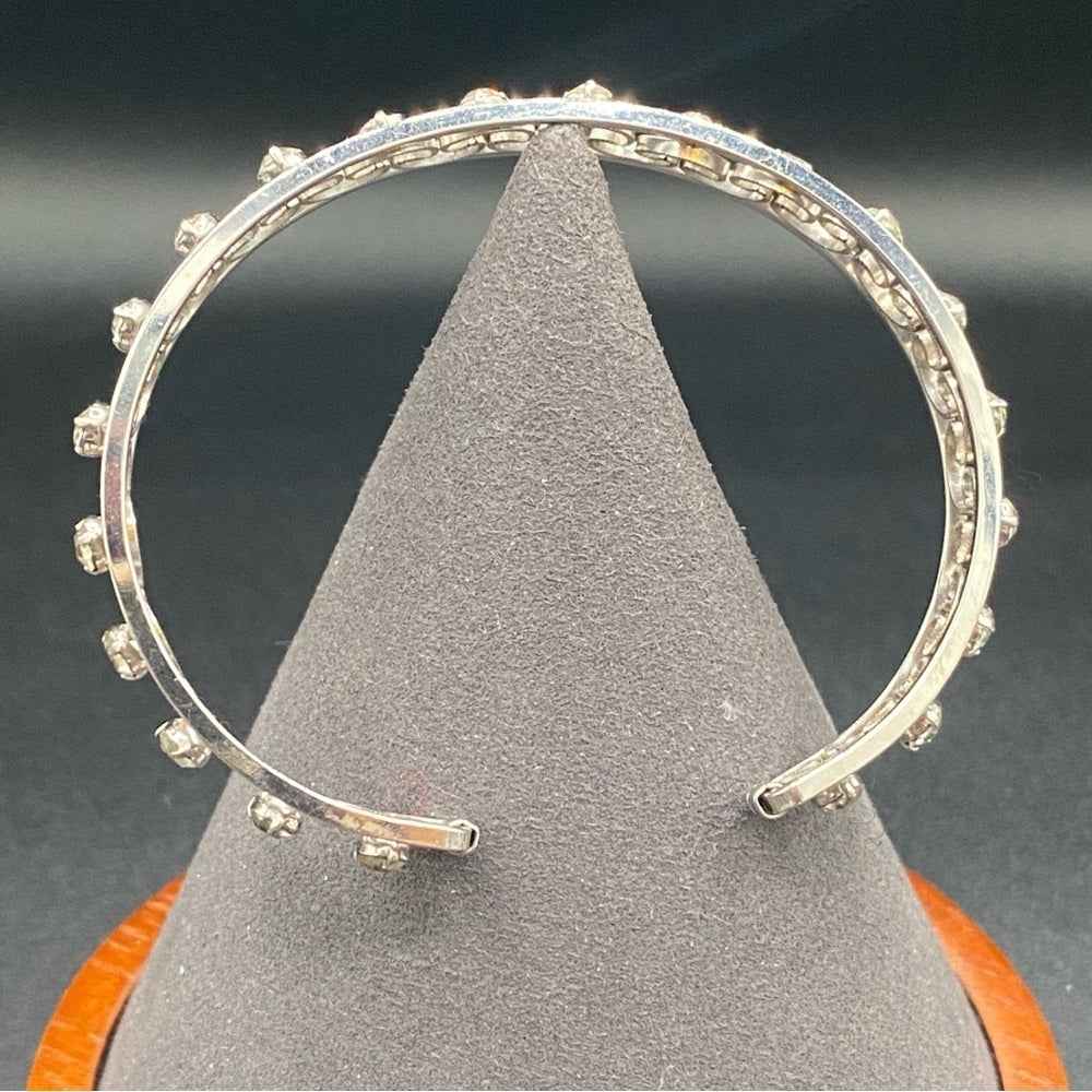 BraceletKrementz Rhodium Silver Filigree Crystal Cuff Bracelet