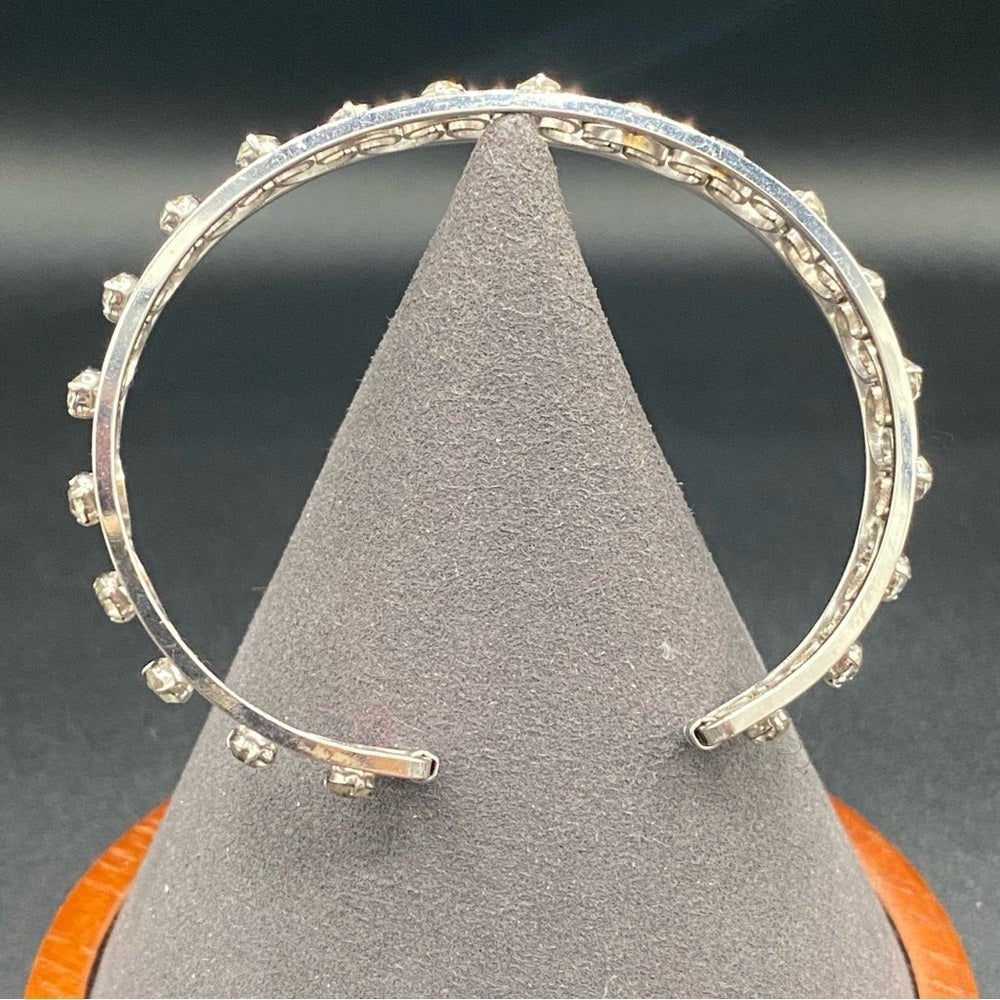 BraceletKrementz Rhodium Silver Filigree Crystal Cuff Bracelet