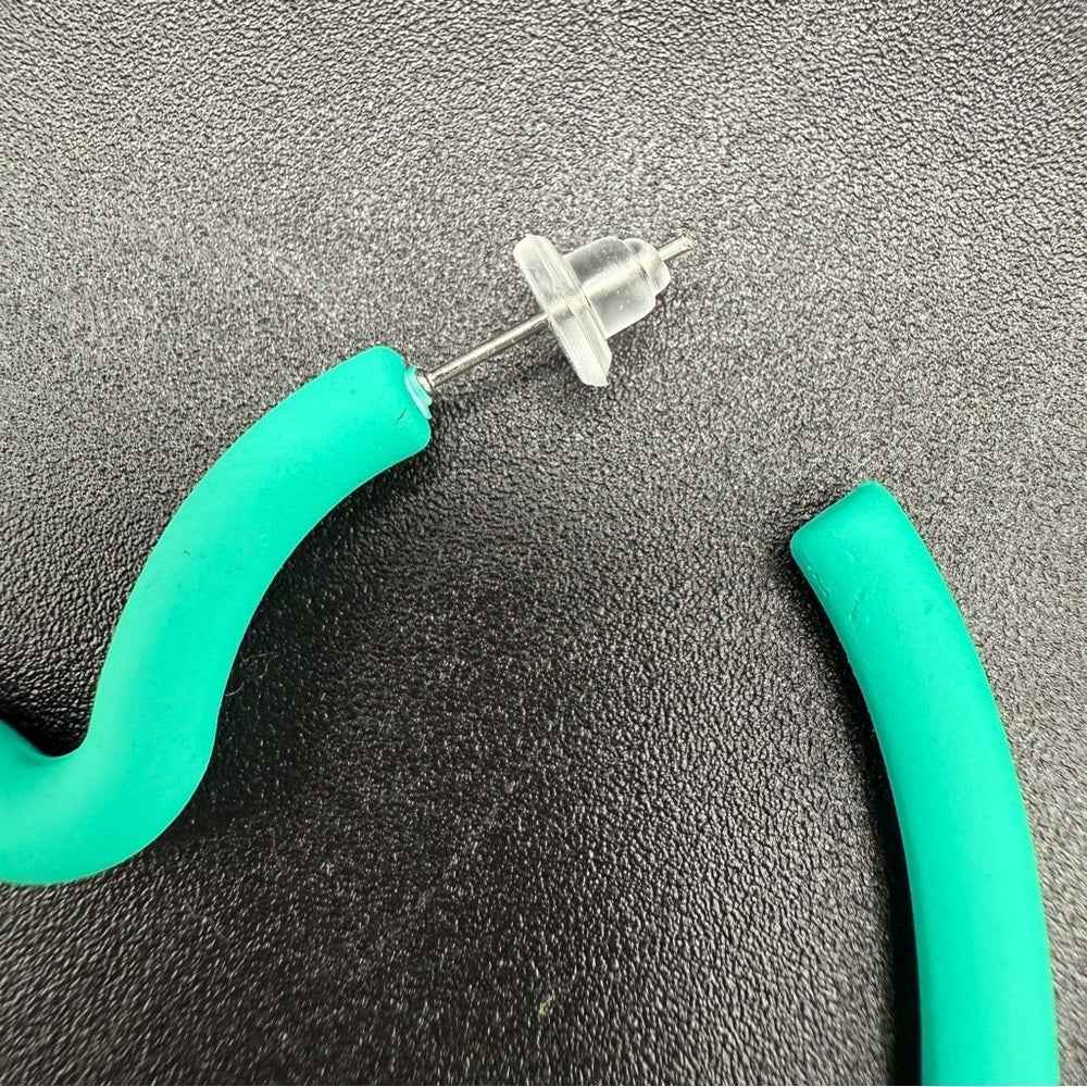 EarringsLarge Teal Green Heart Hoop Earrings — 80s/90s Club Style