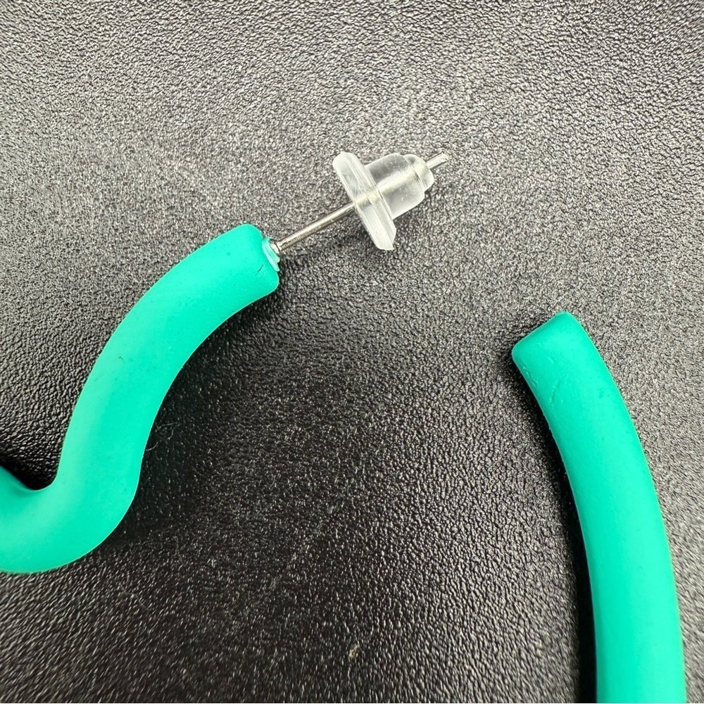 EarringsLarge Teal Green Heart Hoop Earrings — 80s/90s Club Style