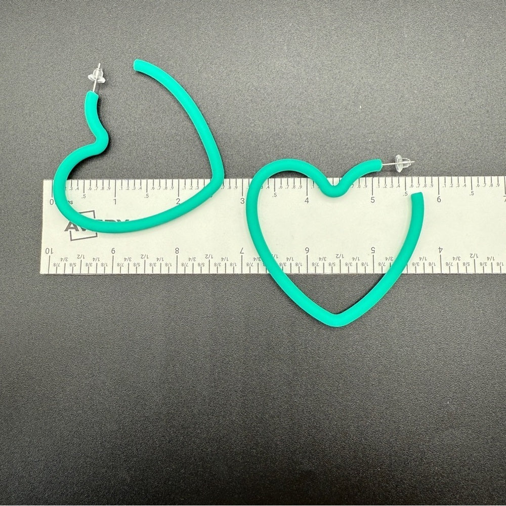 EarringsLarge Teal Green Heart Hoop Earrings — 80s/90s Club Style