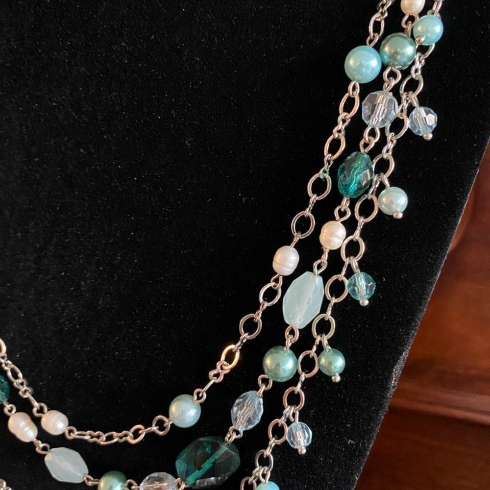 NecklaceLia Sophia Breezeway Freshwater Pearl Green Beaded Multistrand Layered Necklace