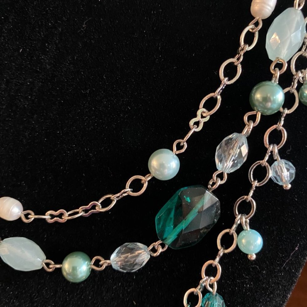 NecklaceLia Sophia Breezeway Freshwater Pearl Green Beaded Multistrand Layered Necklace