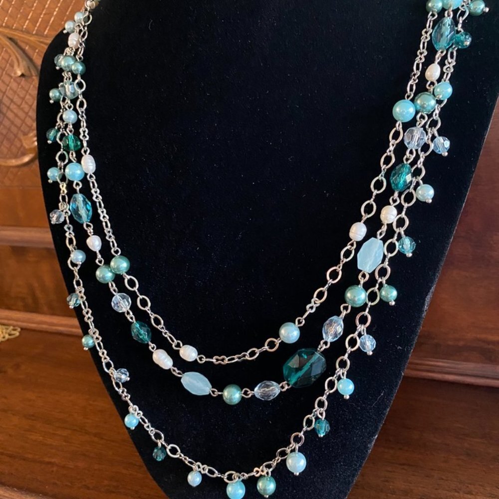 NecklaceLia Sophia Breezeway Freshwater Pearl Green Beaded Multistrand Layered Necklace