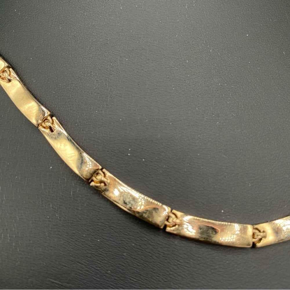 SetsMonet Vintage Gold Tone Link Necklace and Clip On Earrings with Sparkly Accent