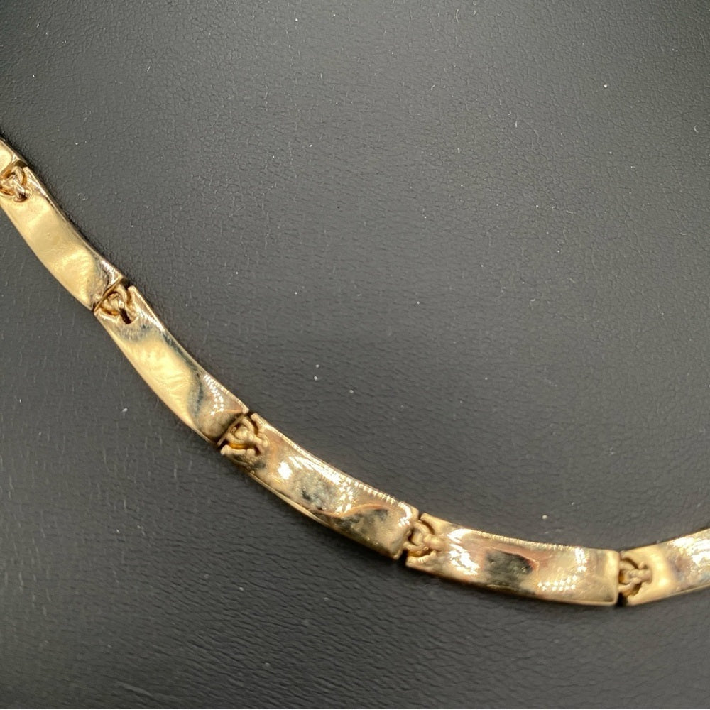 SetsMonet Vintage Gold Tone Link Necklace and Clip On Earrings with Sparkly Accent