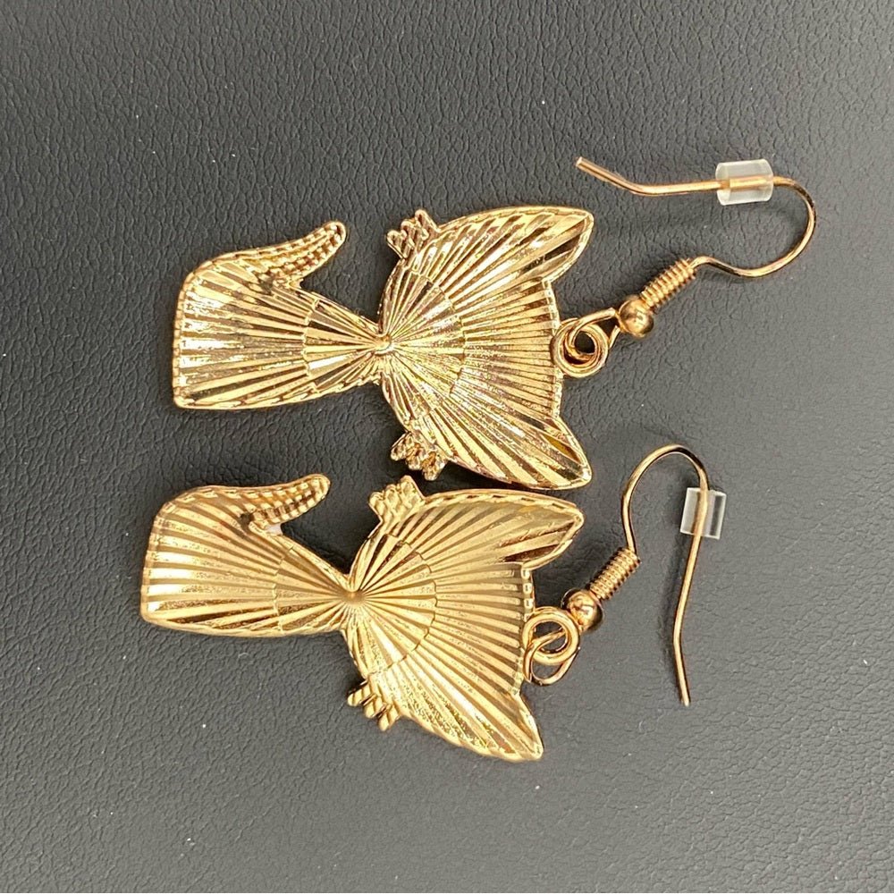 EarringsMosaic Cat Hook Earrings — Gold Tone