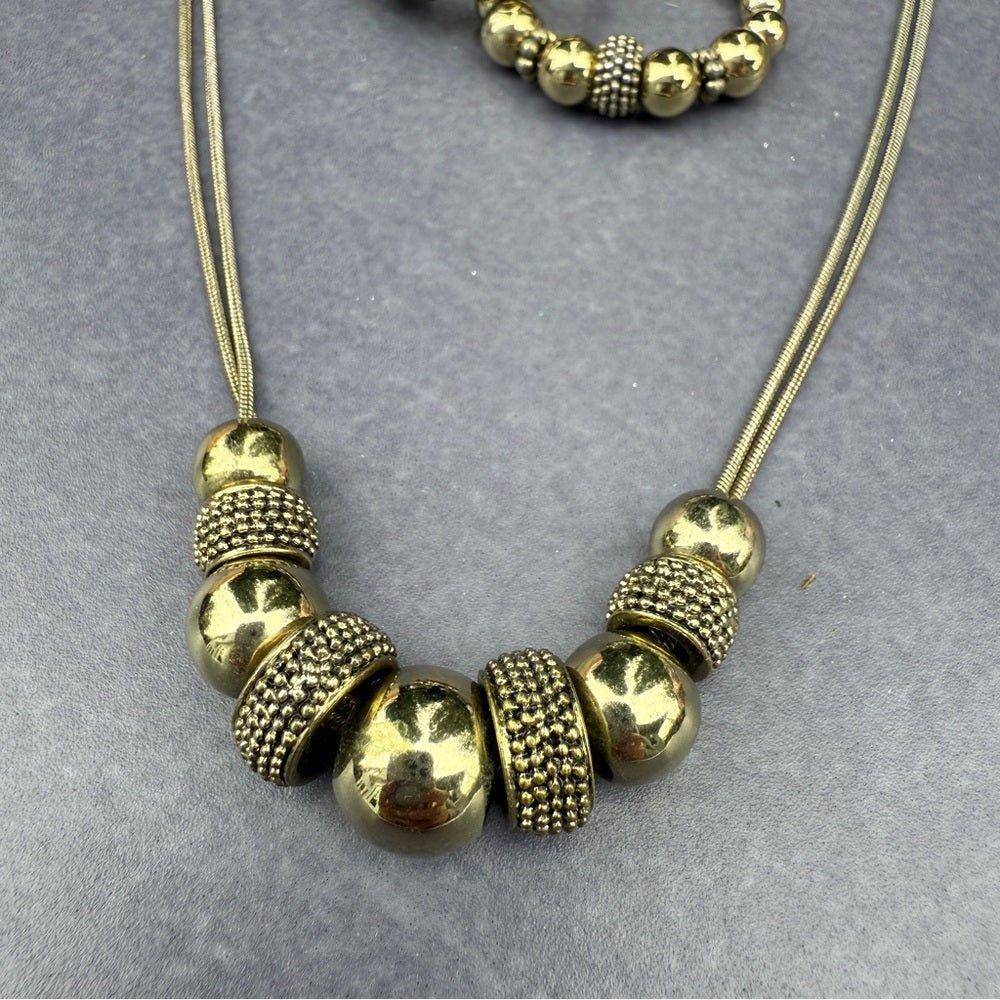 SetsNapier Shimmery Gold Beaded Necklace and Earring Set