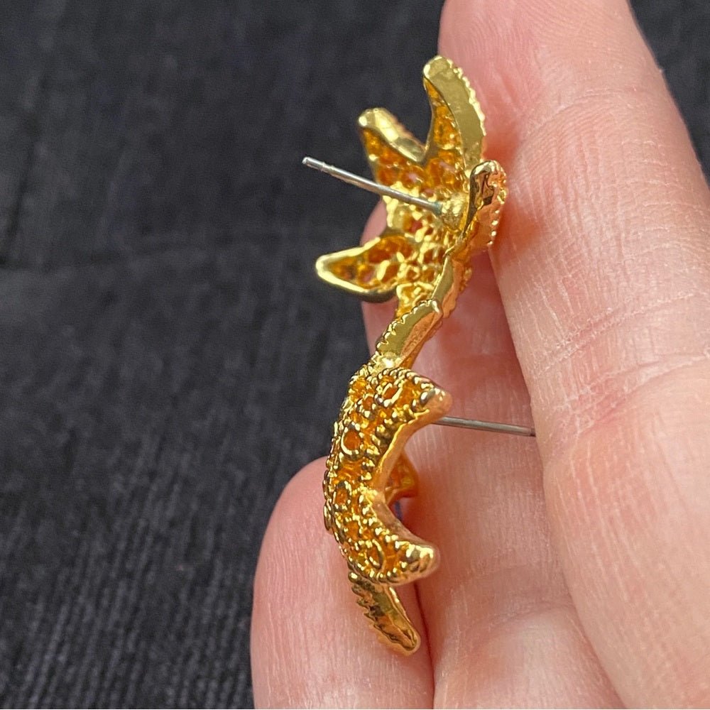EarringsNautical Gold-Tone Mesh Starfish Earrings