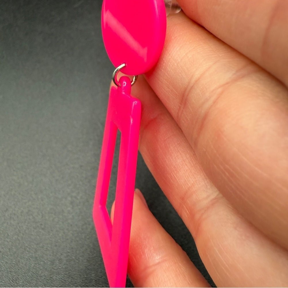 EarringsNeon Pink Exclamation Point Pop Art Acrylic Earrings — Y2K Punk