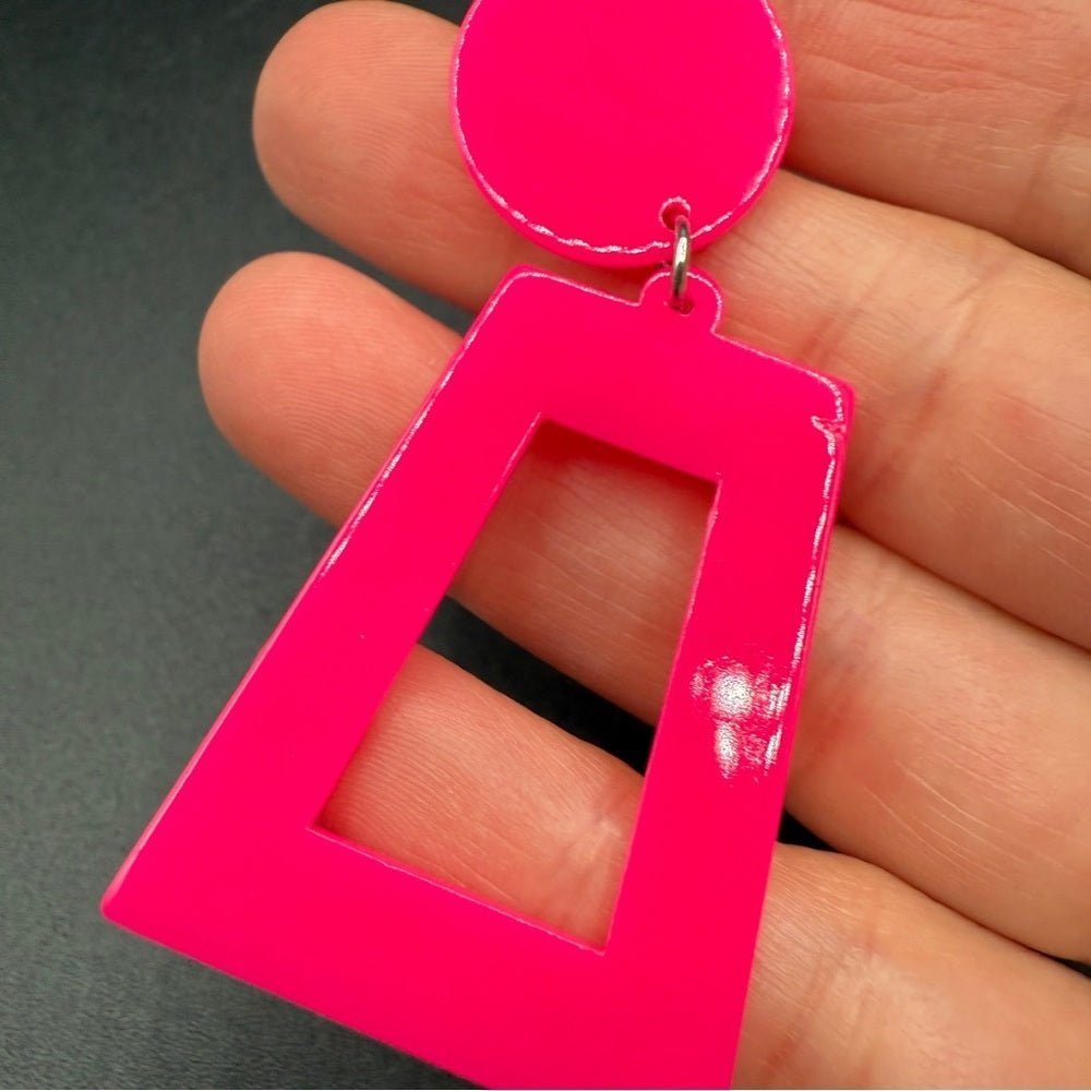 EarringsNeon Pink Exclamation Point Pop Art Acrylic Earrings — Y2K Punk