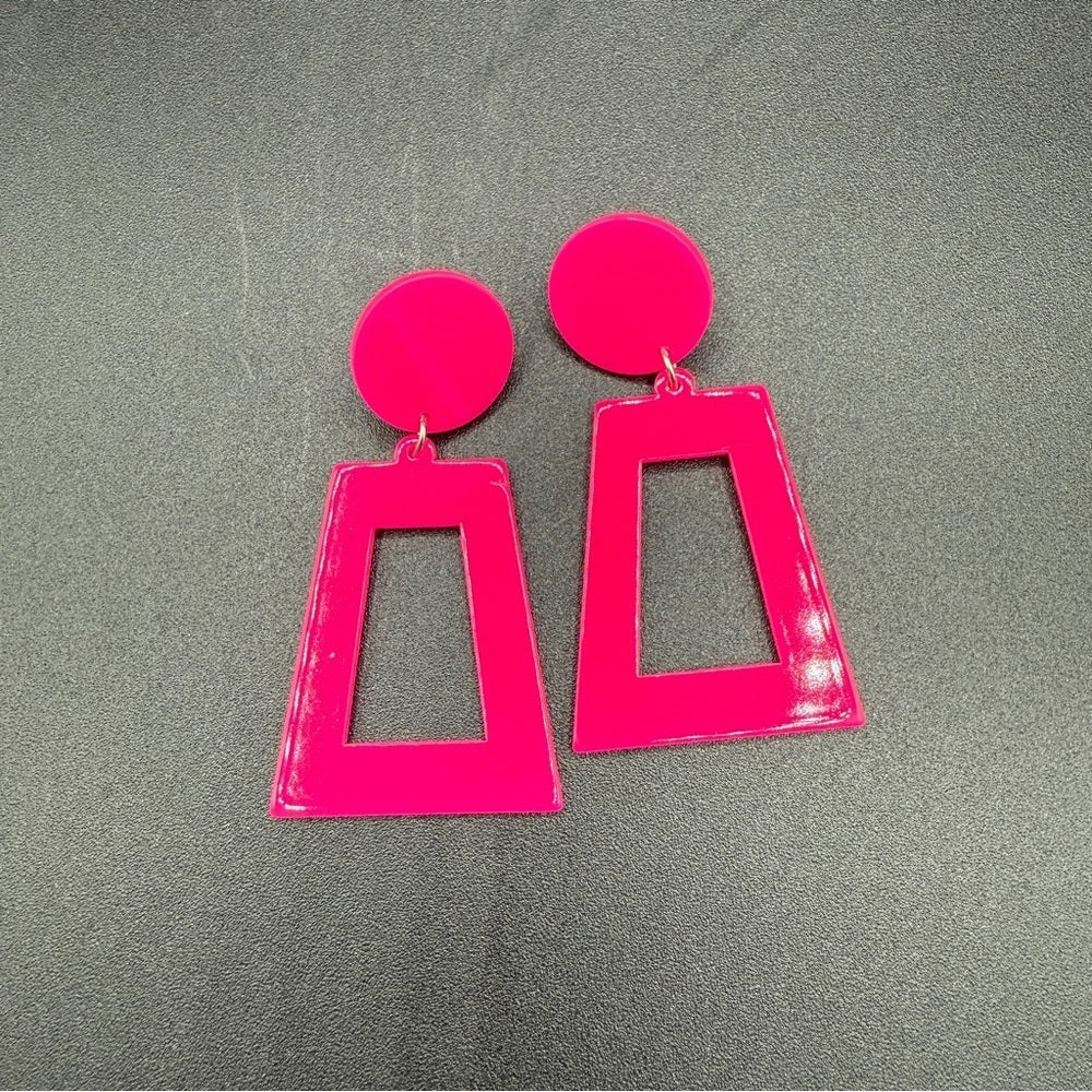 EarringsNeon Pink Exclamation Point Pop Art Acrylic Earrings — Y2K Punk