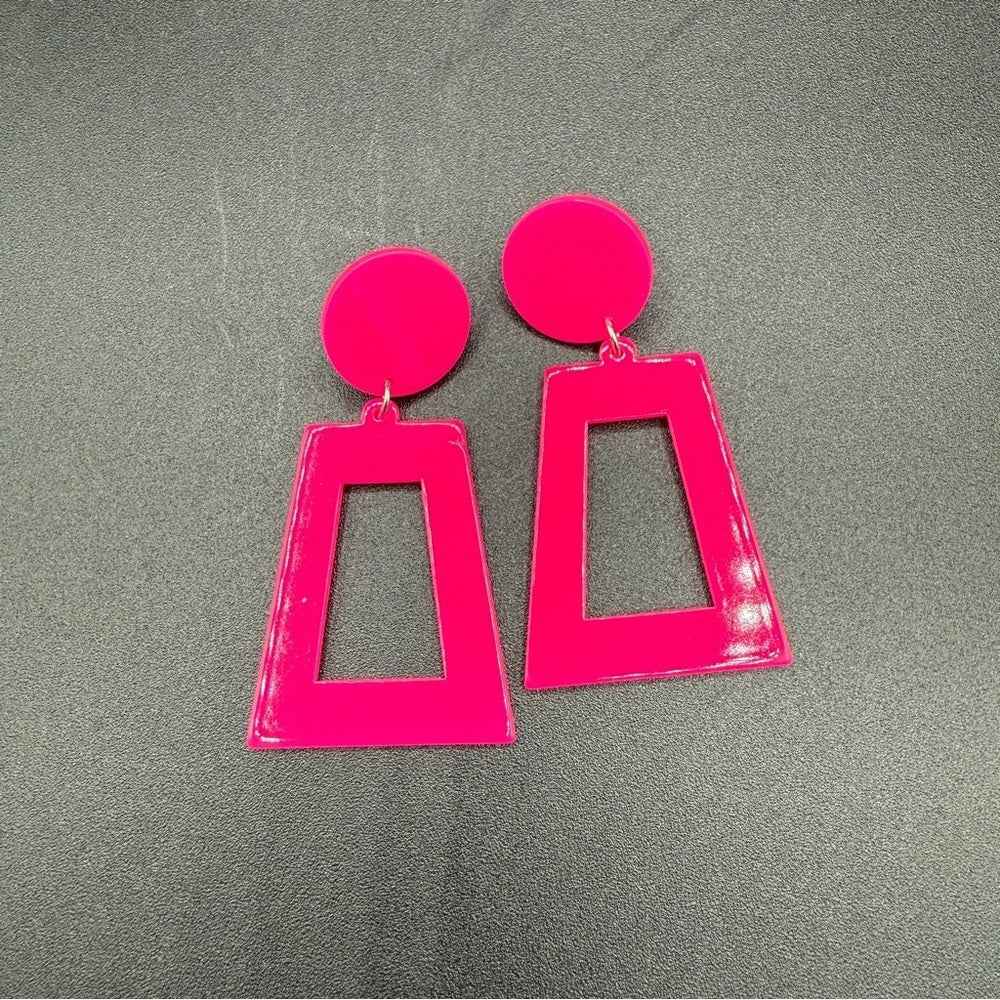 EarringsNeon Pink Exclamation Point Pop Art Acrylic Earrings — Y2K Punk