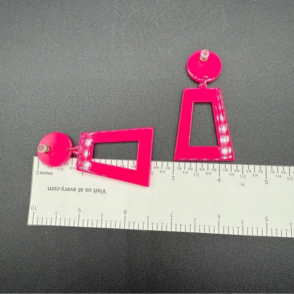 EarringsNeon Pink Exclamation Point Pop Art Acrylic Earrings — Y2K Punk