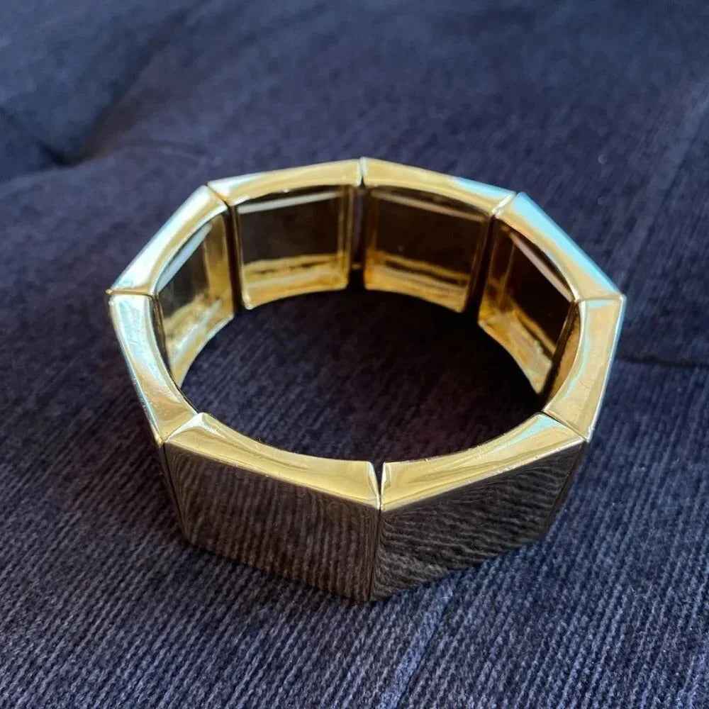 BraceletNine West Chunky Gold-Tone "Mob Wife" Stretch Bracelet