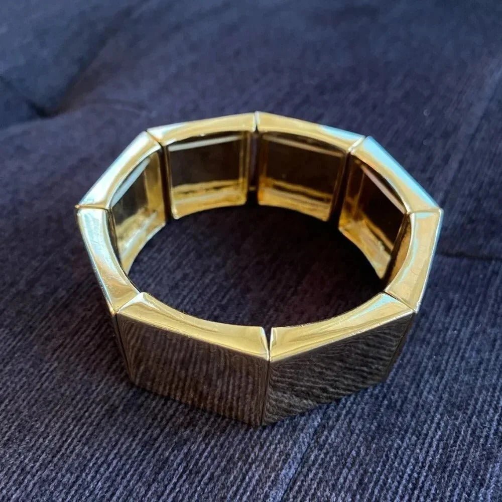 BraceletNine West Chunky Gold-Tone "Mob Wife" Stretch Bracelet
