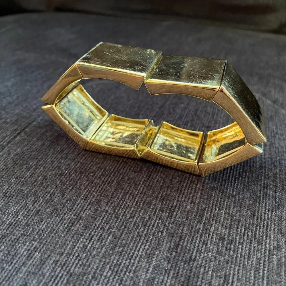 BraceletNine West Chunky Gold-Tone "Mob Wife" Stretch Bracelet