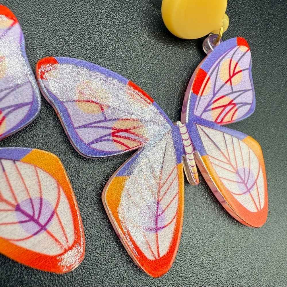 EarringsOrange & Purple Gradient Acrylic Butterfly Colorful Stud Earrings- Fairycore