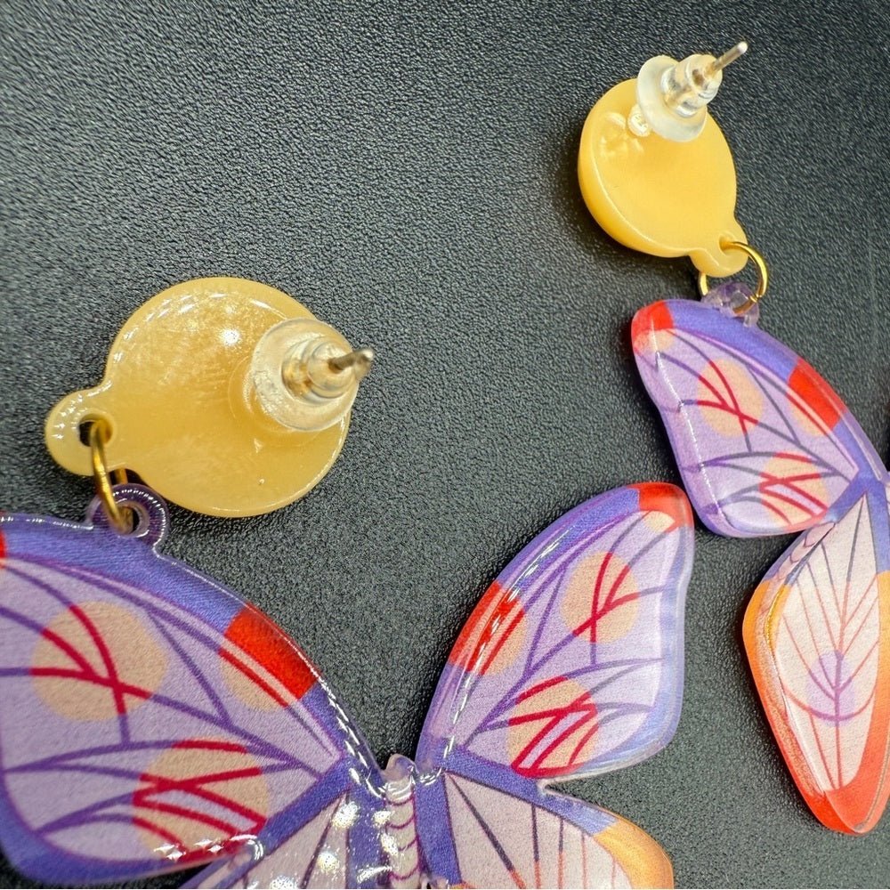 EarringsOrange & Purple Gradient Acrylic Butterfly Colorful Stud Earrings- Fairycore