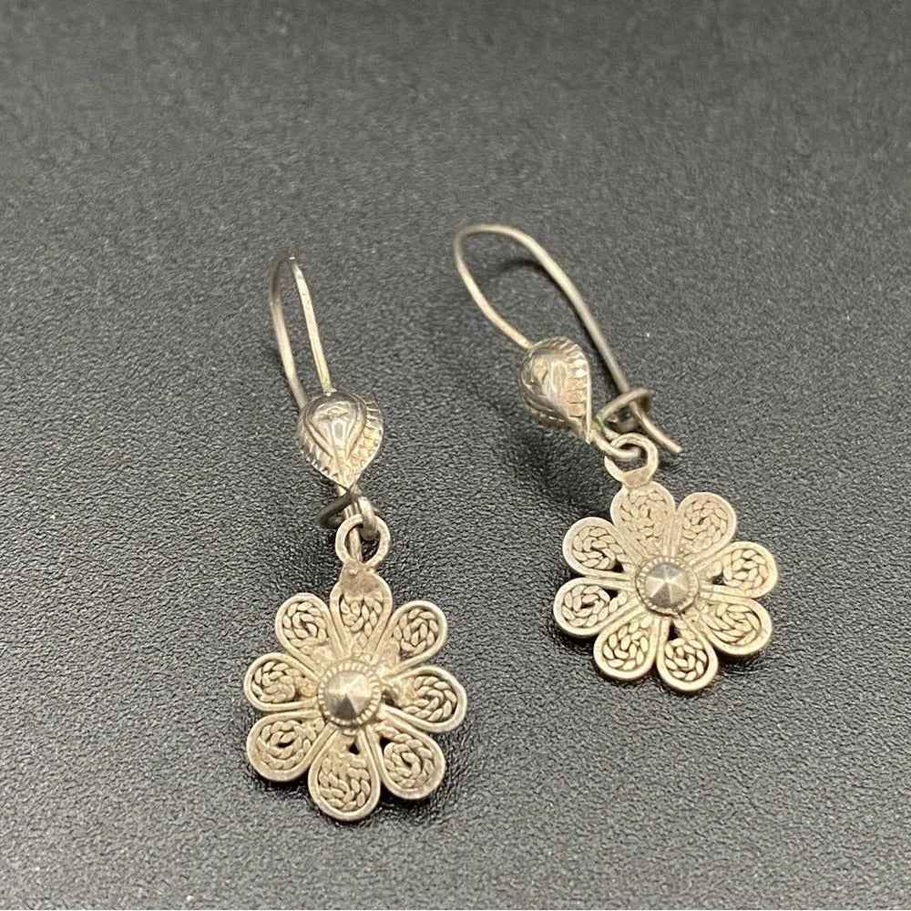 EarringsOxidized Turkish Silver Filigree Floral Artisan Earrings