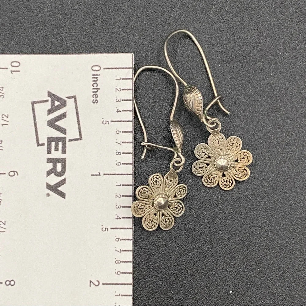 EarringsOxidized Turkish Silver Filigree Floral Artisan Earrings
