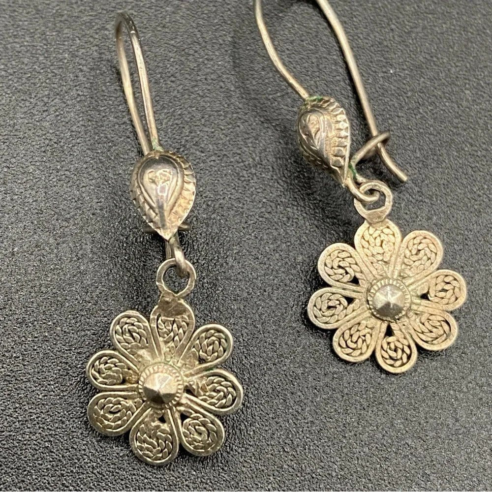EarringsOxidized Turkish Silver Filigree Floral Artisan Earrings