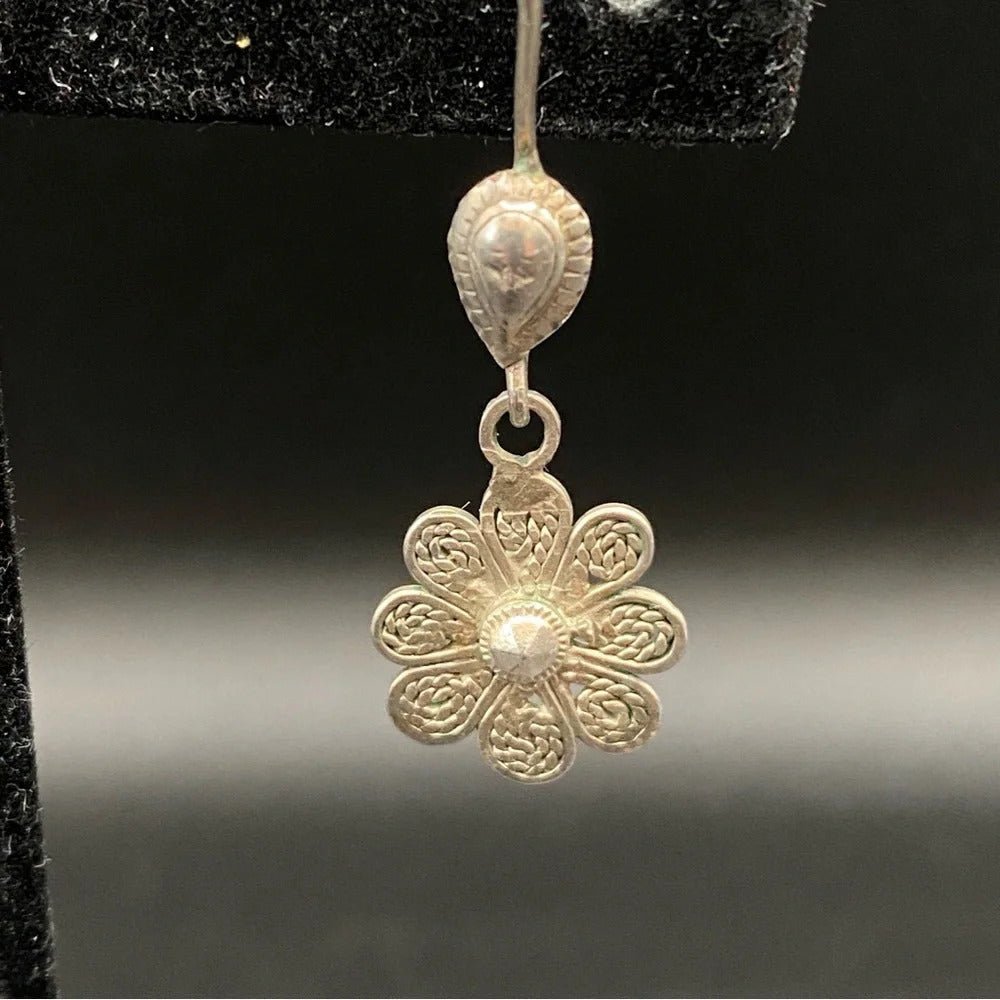 EarringsOxidized Turkish Silver Filigree Floral Artisan Earrings