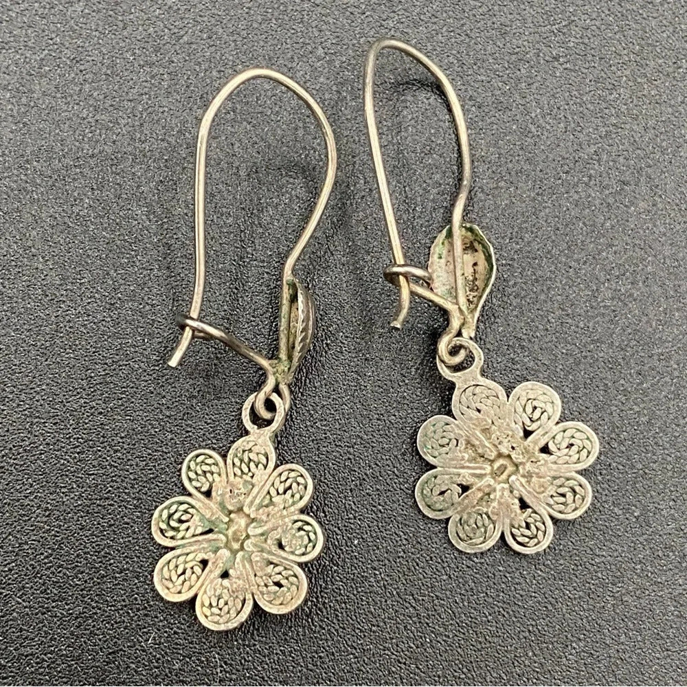 EarringsOxidized Turkish Silver Filigree Floral Artisan Earrings