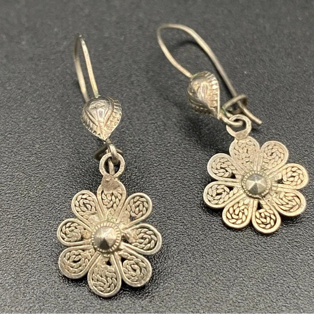 EarringsOxidized Turkish Silver Filigree Floral Artisan Earrings