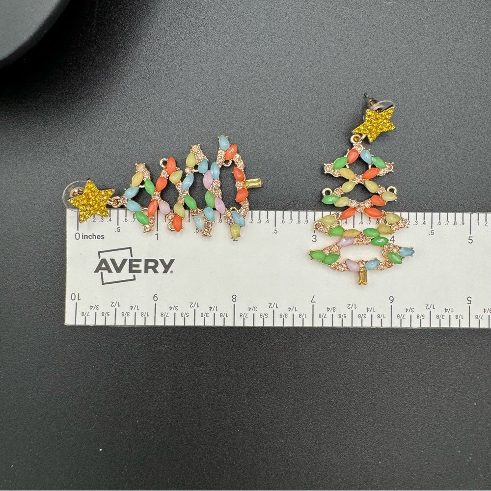 EarringsPastel Rhinestone Christmas Tree Stud Earrings