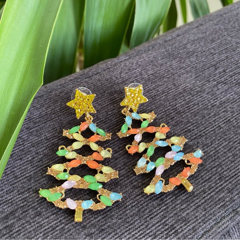 EarringsPastel Rhinestone Christmas Tree Stud Earrings