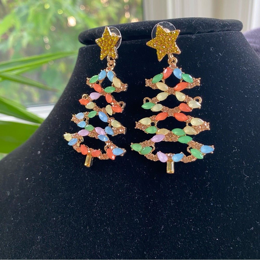 EarringsPastel Rhinestone Christmas Tree Stud Earrings