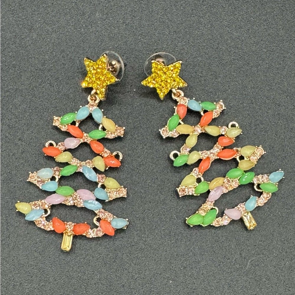 EarringsPastel Rhinestone Christmas Tree Stud Earrings