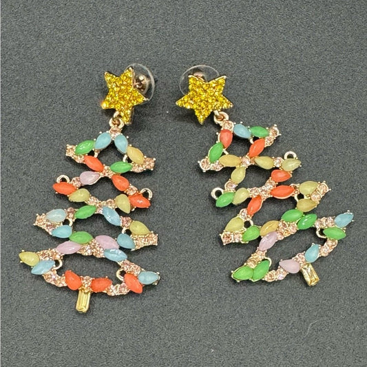 EarringsPastel Rhinestone Christmas Tree Stud Earrings
