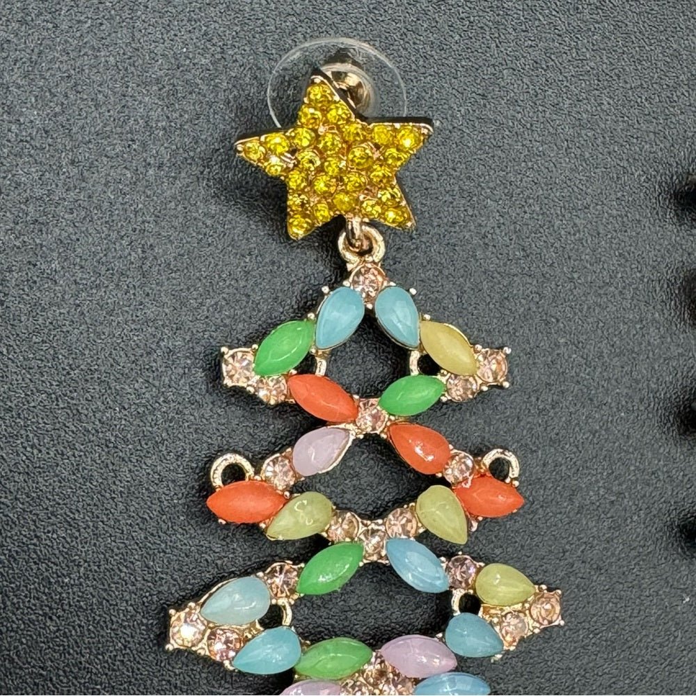 EarringsPastel Rhinestone Christmas Tree Stud Earrings