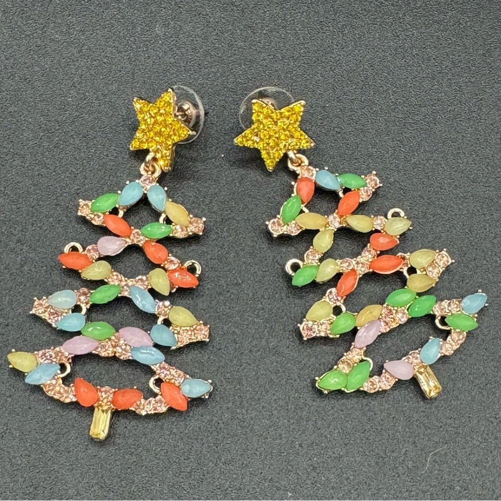 EarringsPastel Rhinestone Christmas Tree Stud Earrings