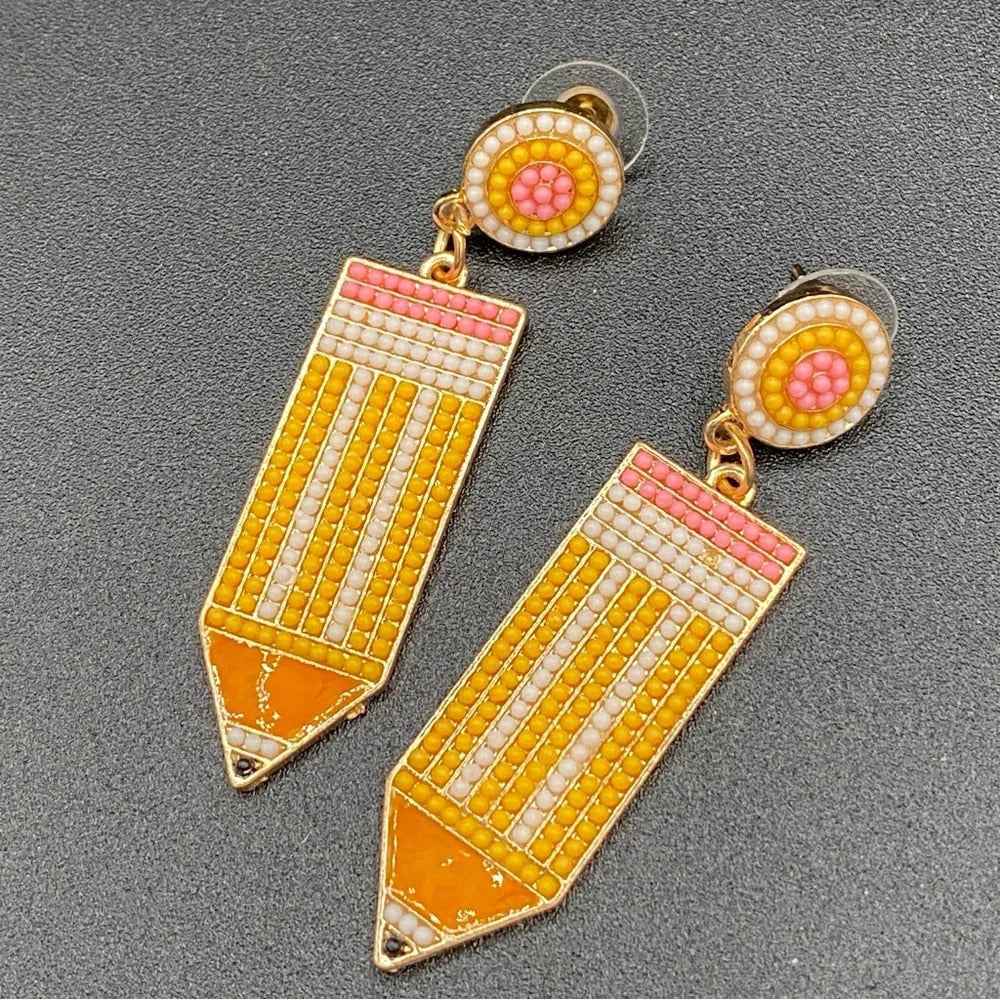EarringsPencil-Shaped Teacher & Writer Novelty Drop Earrings