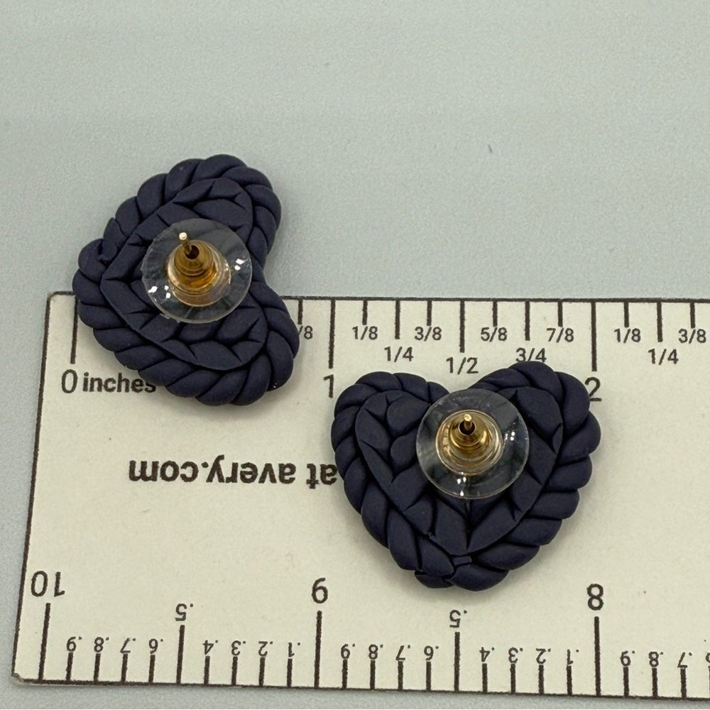 EarringsPurple Braided Heart Polymer Clay Stud Earrings