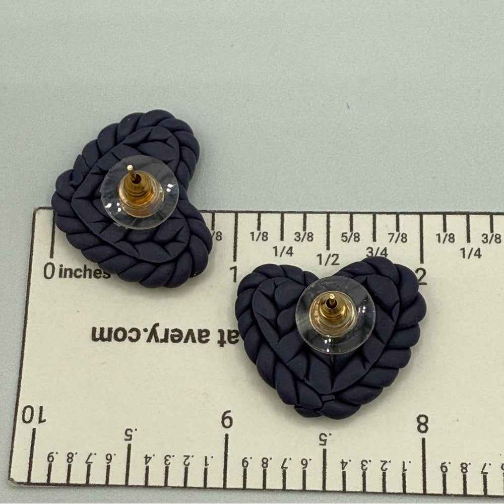 EarringsPurple Braided Heart Polymer Clay Stud Earrings