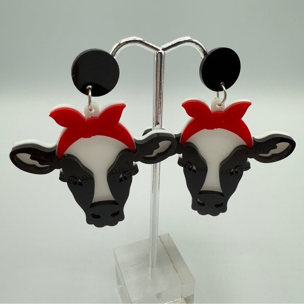EarringsRetro Milkmaid Dairy Cow Acrylic Stud Earrings