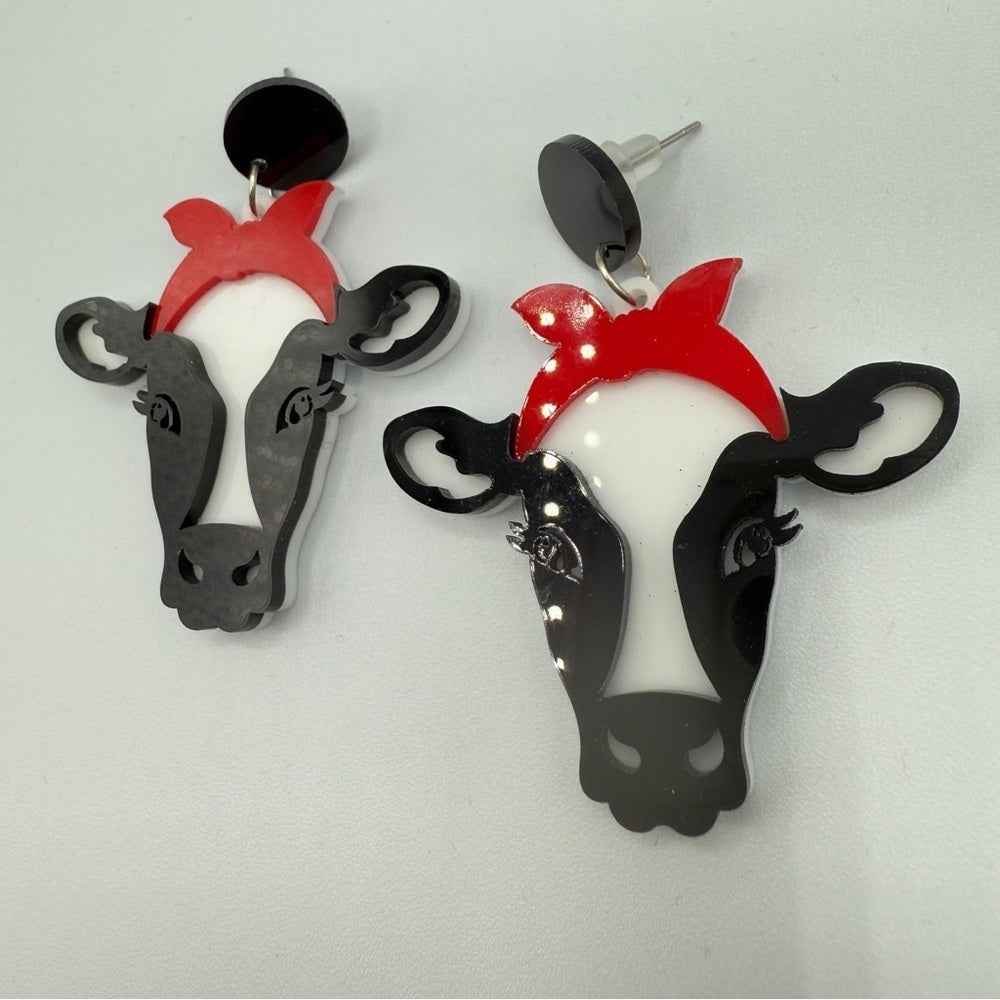 EarringsRetro Milkmaid Dairy Cow Acrylic Stud Earrings