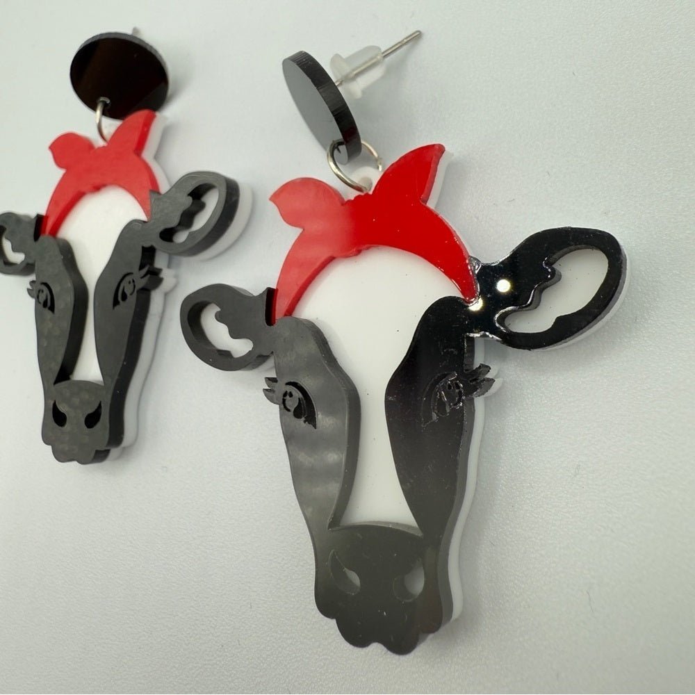 EarringsRetro Milkmaid Dairy Cow Acrylic Stud Earrings