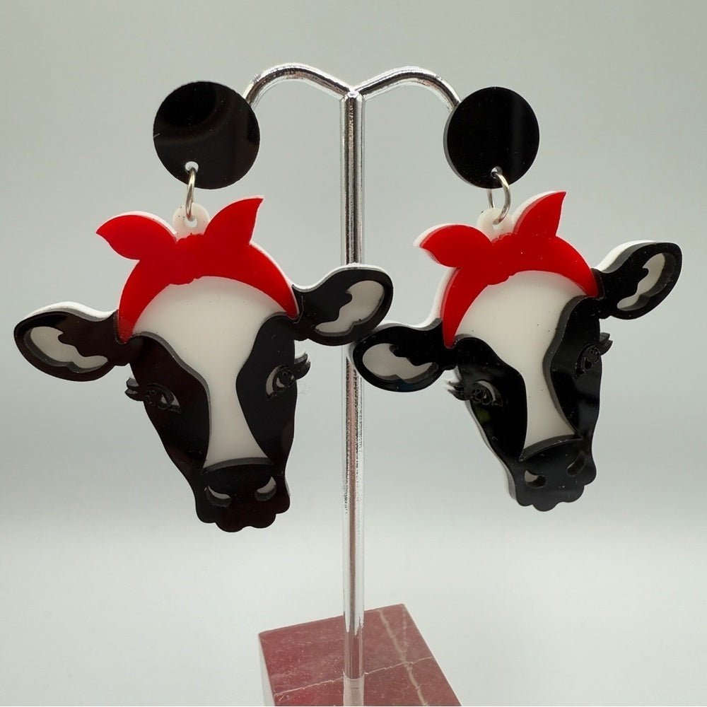 EarringsRetro Milkmaid Dairy Cow Acrylic Stud Earrings