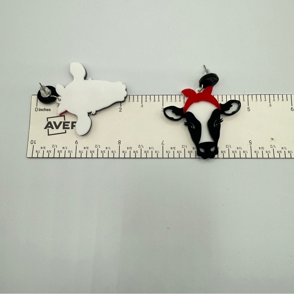 EarringsRetro Milkmaid Dairy Cow Acrylic Stud Earrings