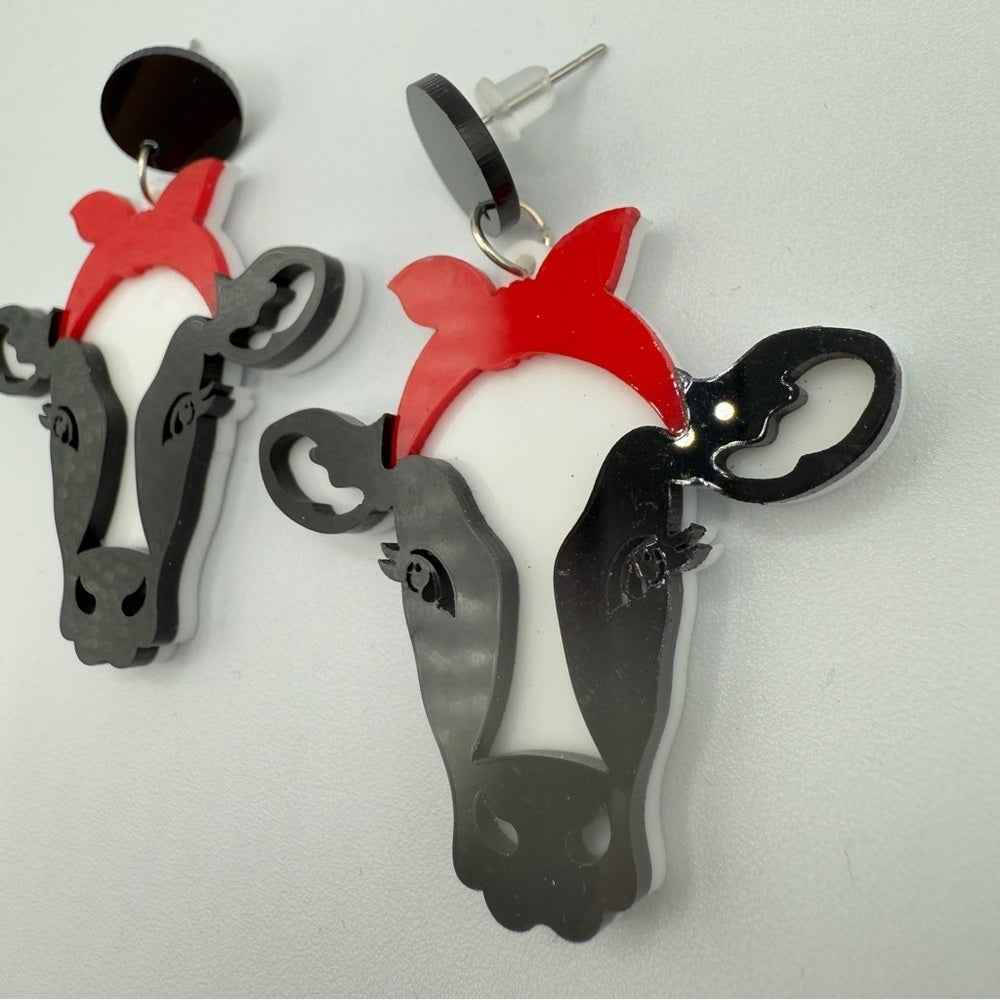 EarringsRetro Milkmaid Dairy Cow Acrylic Stud Earrings