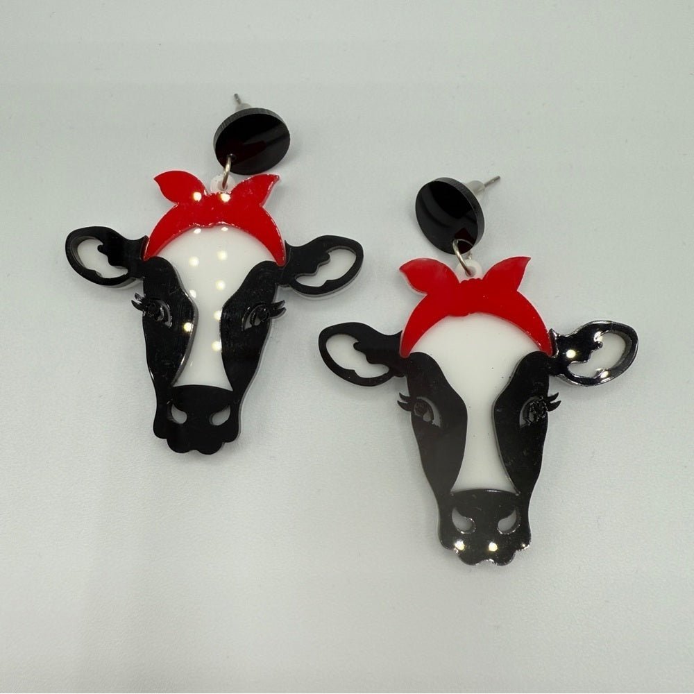 EarringsRetro Milkmaid Dairy Cow Acrylic Stud Earrings