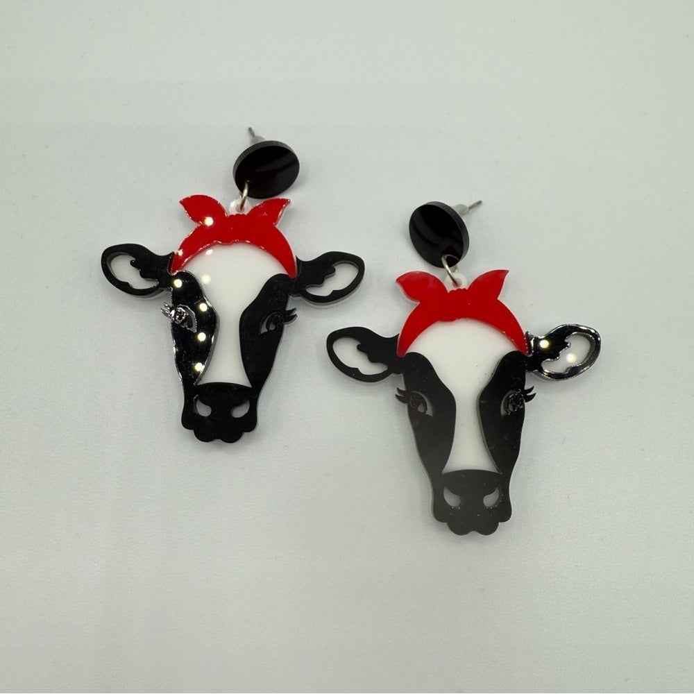 EarringsRetro Milkmaid Dairy Cow Acrylic Stud Earrings