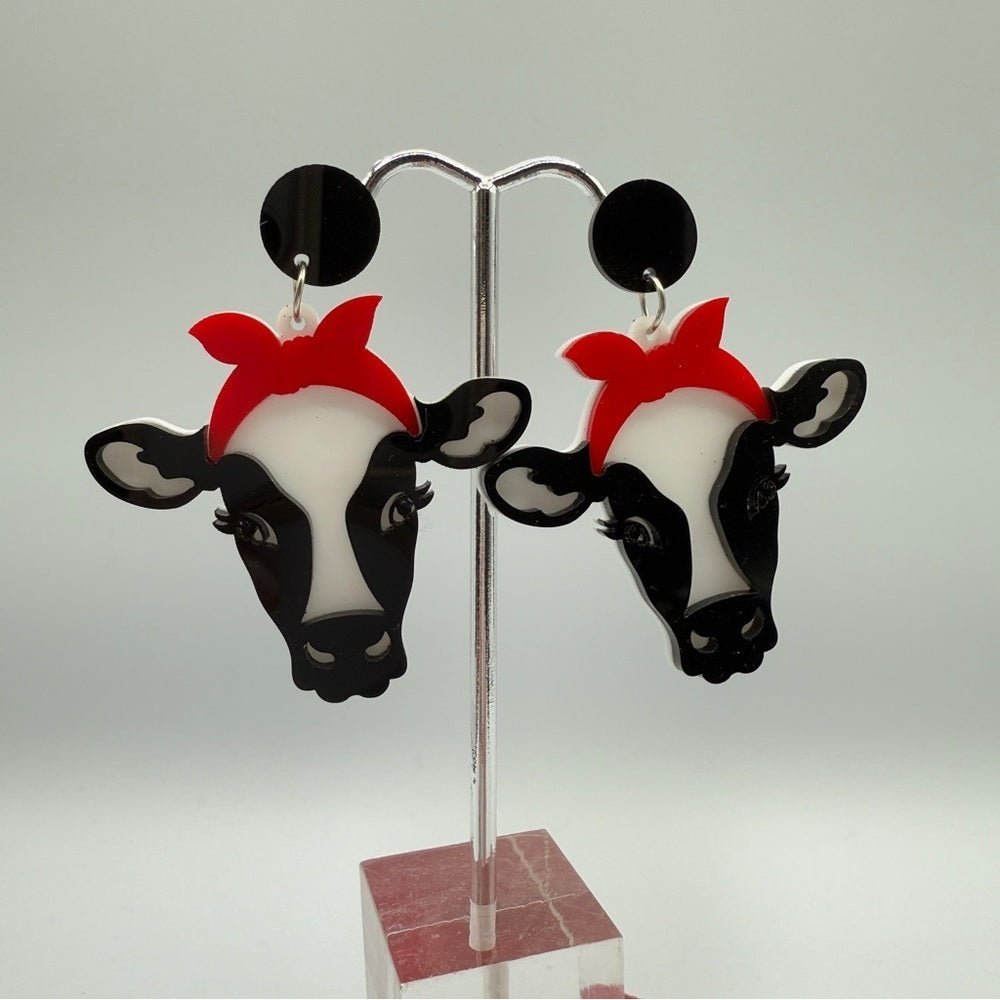 EarringsRetro Milkmaid Dairy Cow Acrylic Stud Earrings