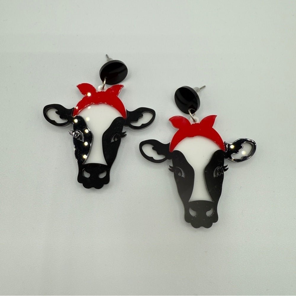 EarringsRetro Milkmaid Dairy Cow Acrylic Stud Earrings