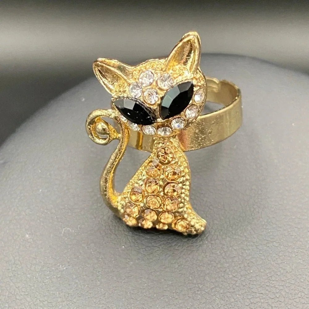 RingsRhinestone Bling Cat Ring - Adjustable